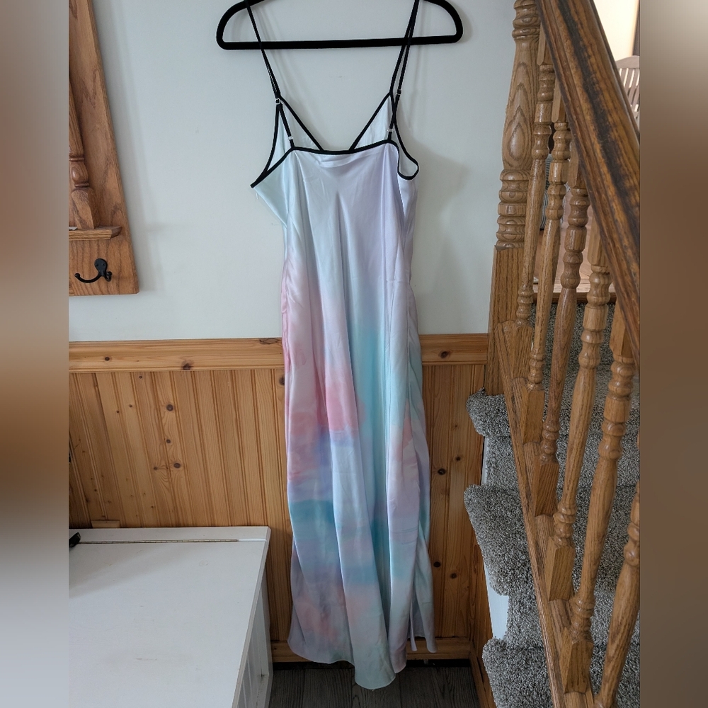 Anthropologie Geisha Designs‎ Printed Watercolor Satin Slip Dress Size Large - Picture 8 of 11